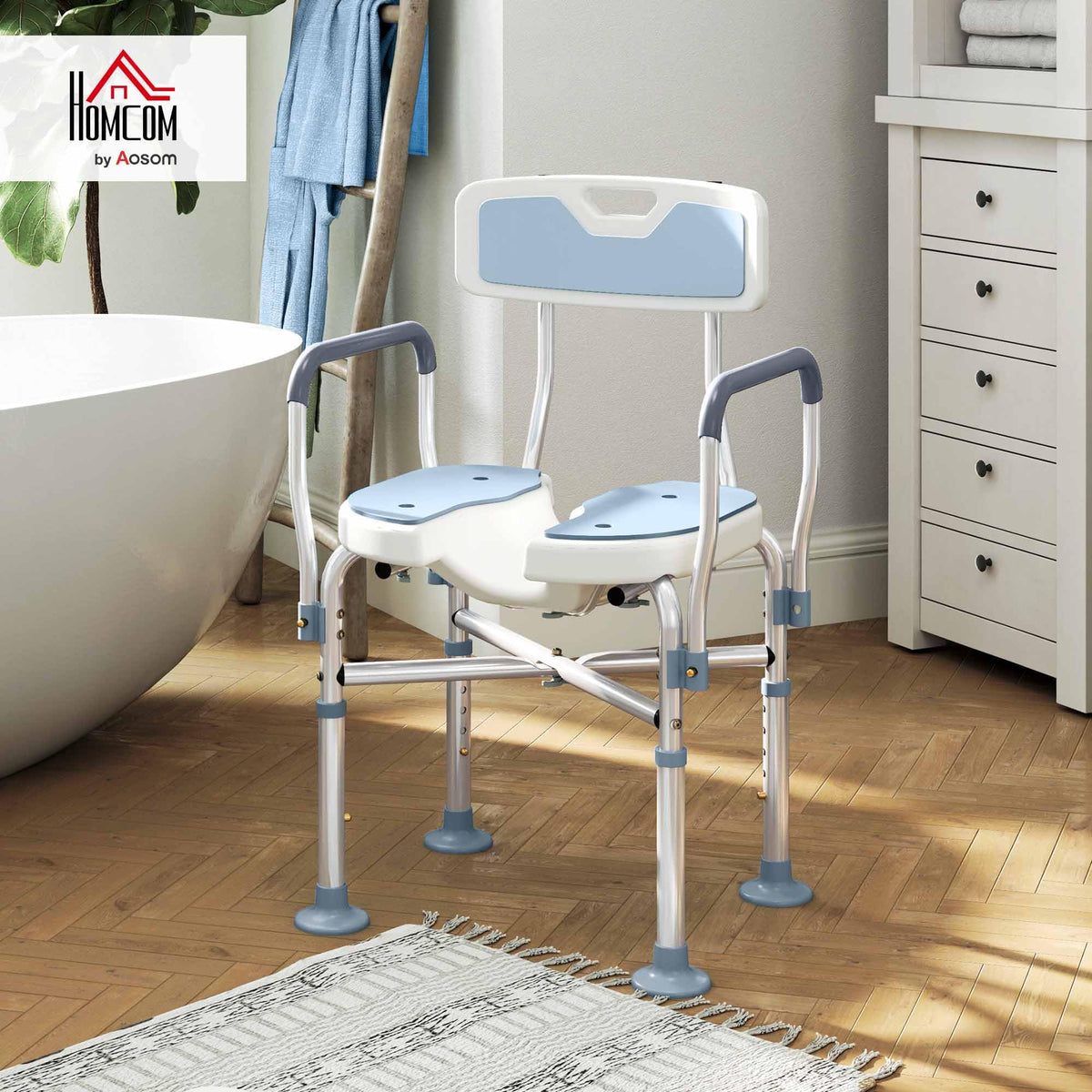 Padded Shower Chair with Arms and Back H95965
