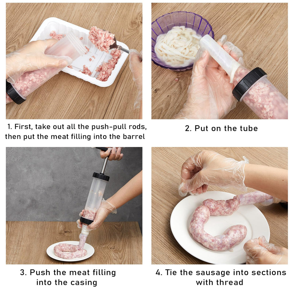 2 Pack Manual Sausage Stuffer Kit with 6 Stuffing Tubes B668110