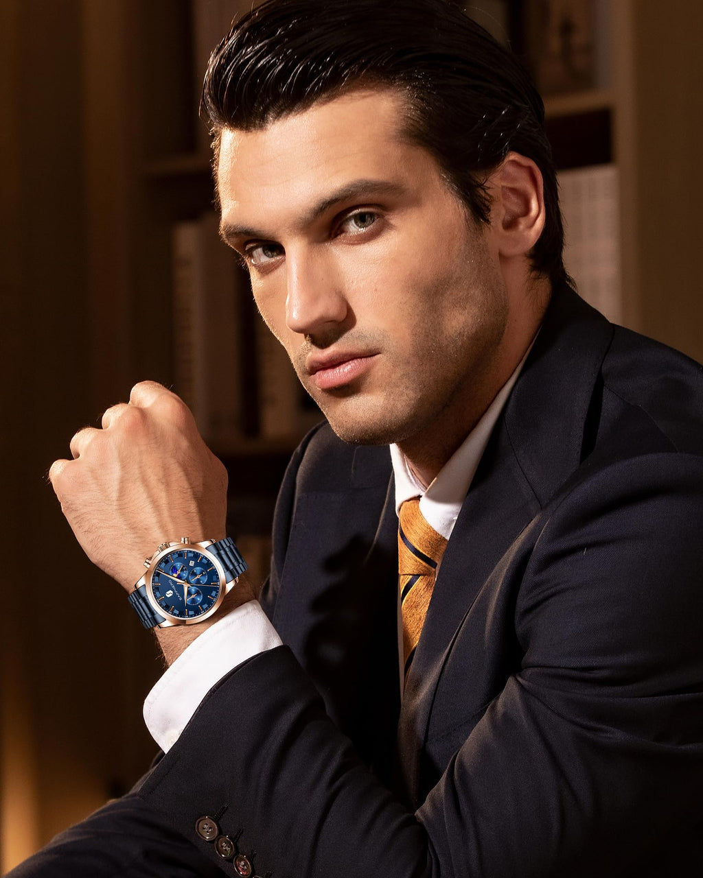Mens Analog Quartz Chronograph Waterproof Wrist Watch with Calendar I799517