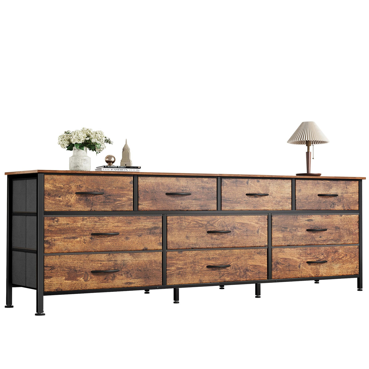 63 Inch Dresser with 10 Fabric Drawers S687