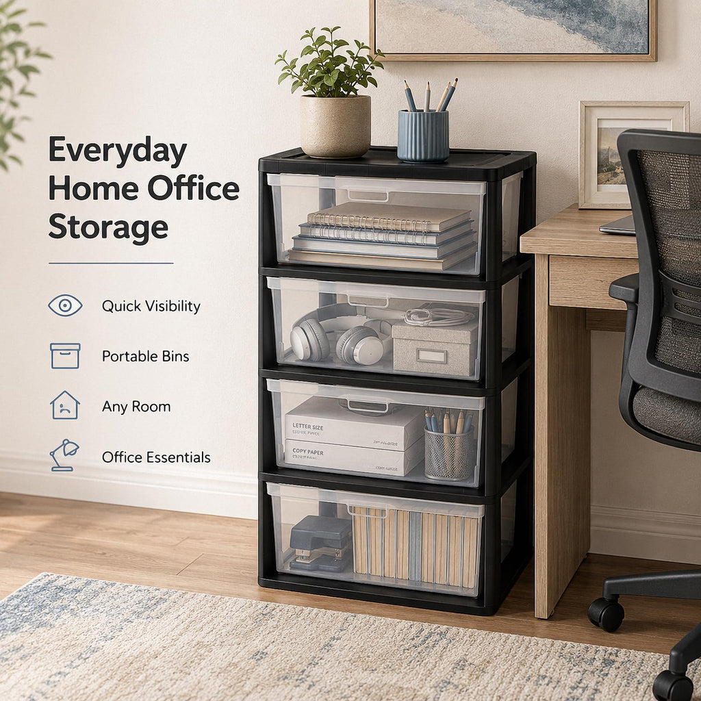 4 Drawer Plastic Storage Tower Organizer I789