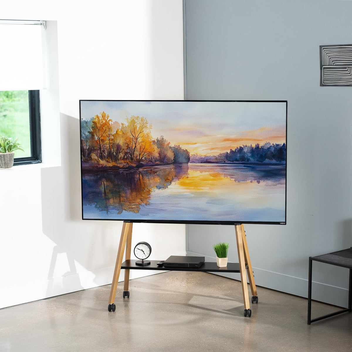 43 to 75 inch Adjustable Mobile TV Stand with Walnut Legs G2402