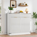 White 20 Gallon Tilt Out Trash Cabinet with Charging Station and 2 Drawers S261