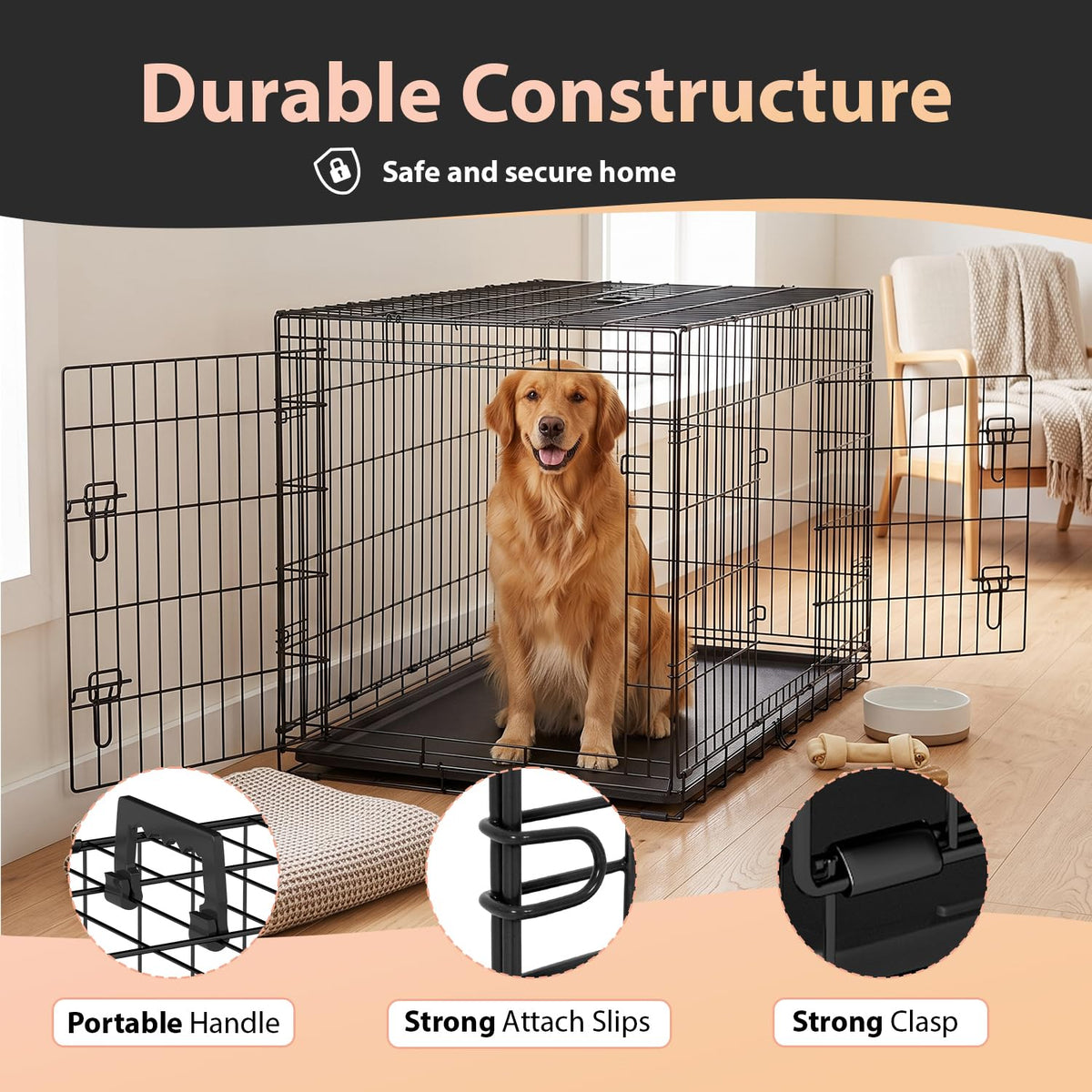 48" Double Door Crate Kennel with Divider C664064