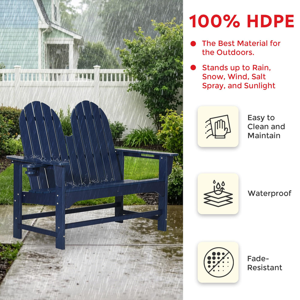 Navy Blue HDPE Adirondack Bench C21409