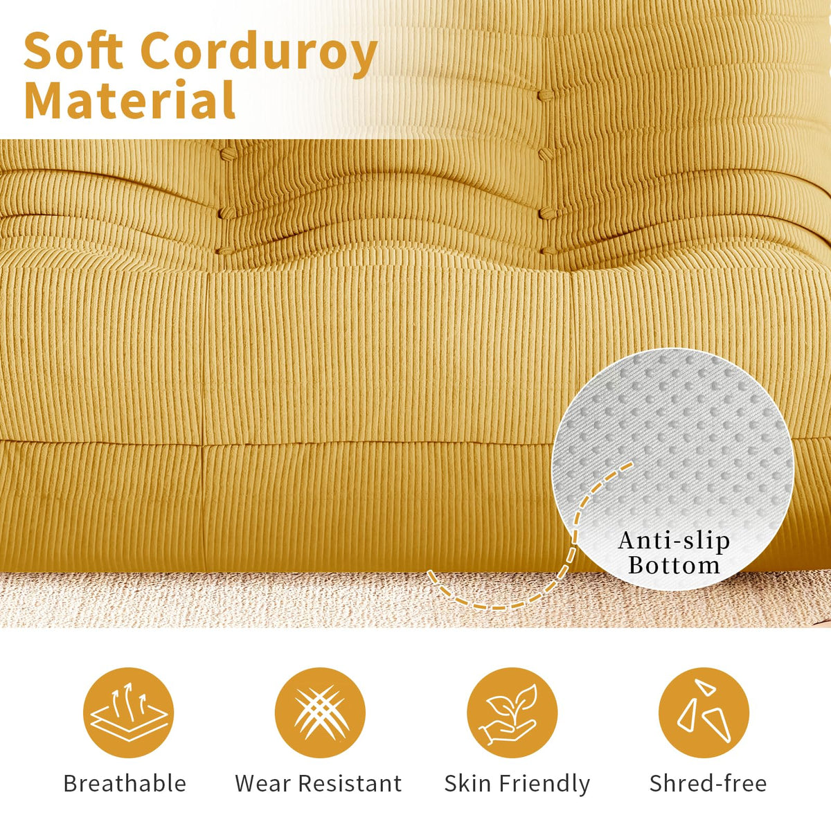 Yellow Corduroy Memory Foam Bean Bag Chair F680678