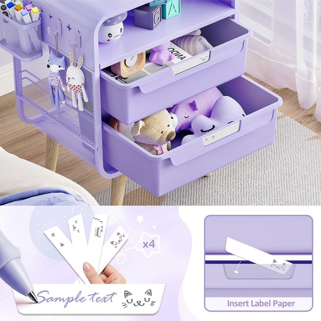 Kids Nightstand, Girls Bedside Table, Night Side Table, Purple S1088