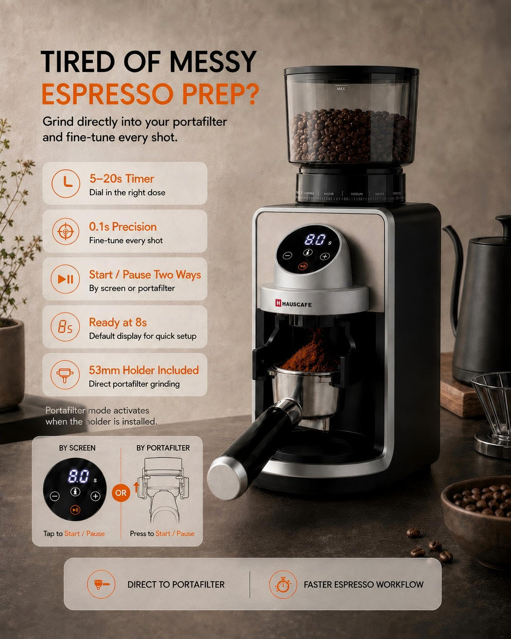 Electric Burr Coffee Grinder with 51 Grind Settings P6412