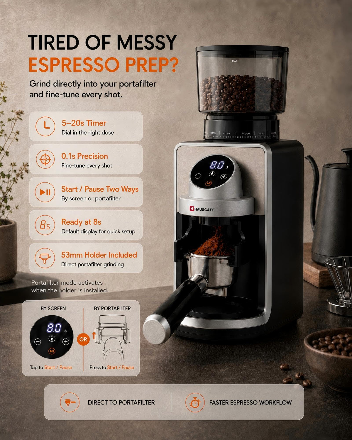 Electric Burr Coffee Grinder with 51 Grind Settings P6412