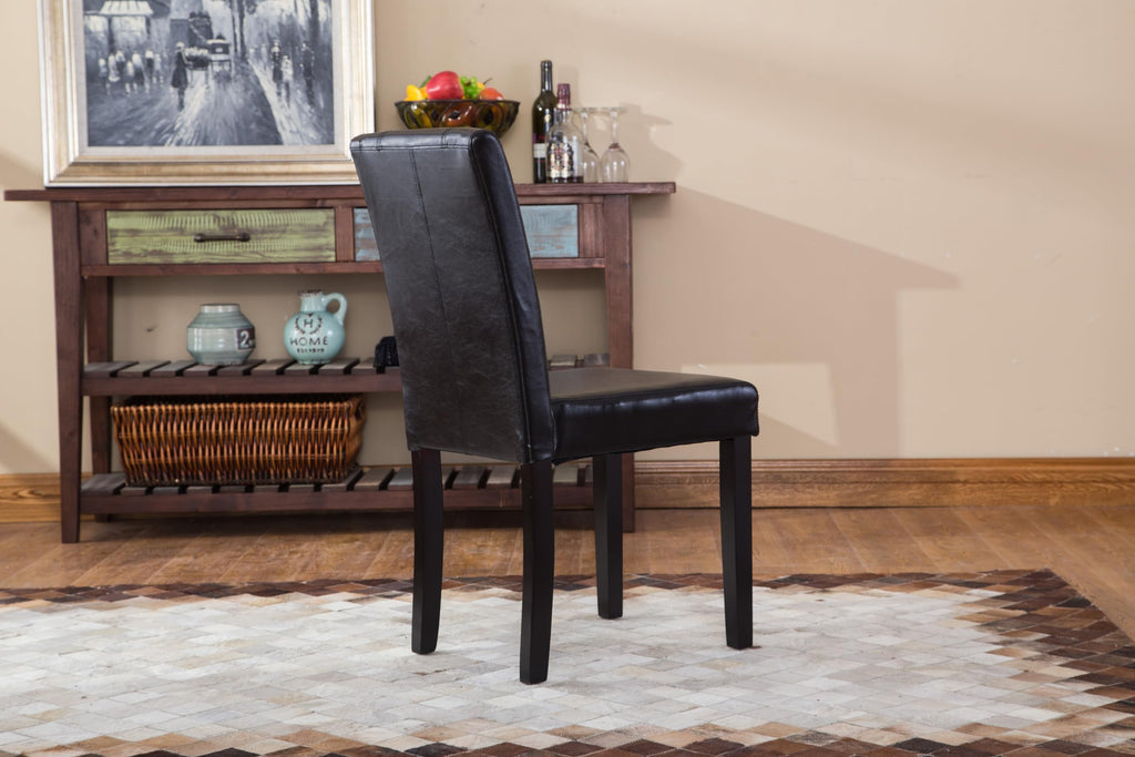 Black Leatherette Parson Chair Set of 2 K556
