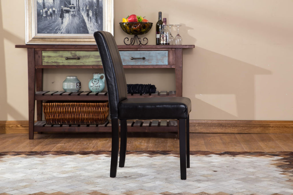 Black Leatherette Parson Chair Set of 2 K556