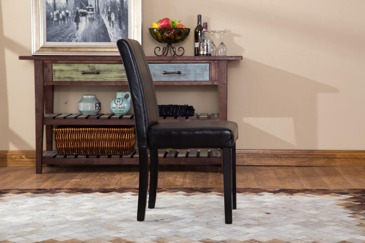Black Leatherette Parson Chair Set of 2 K556