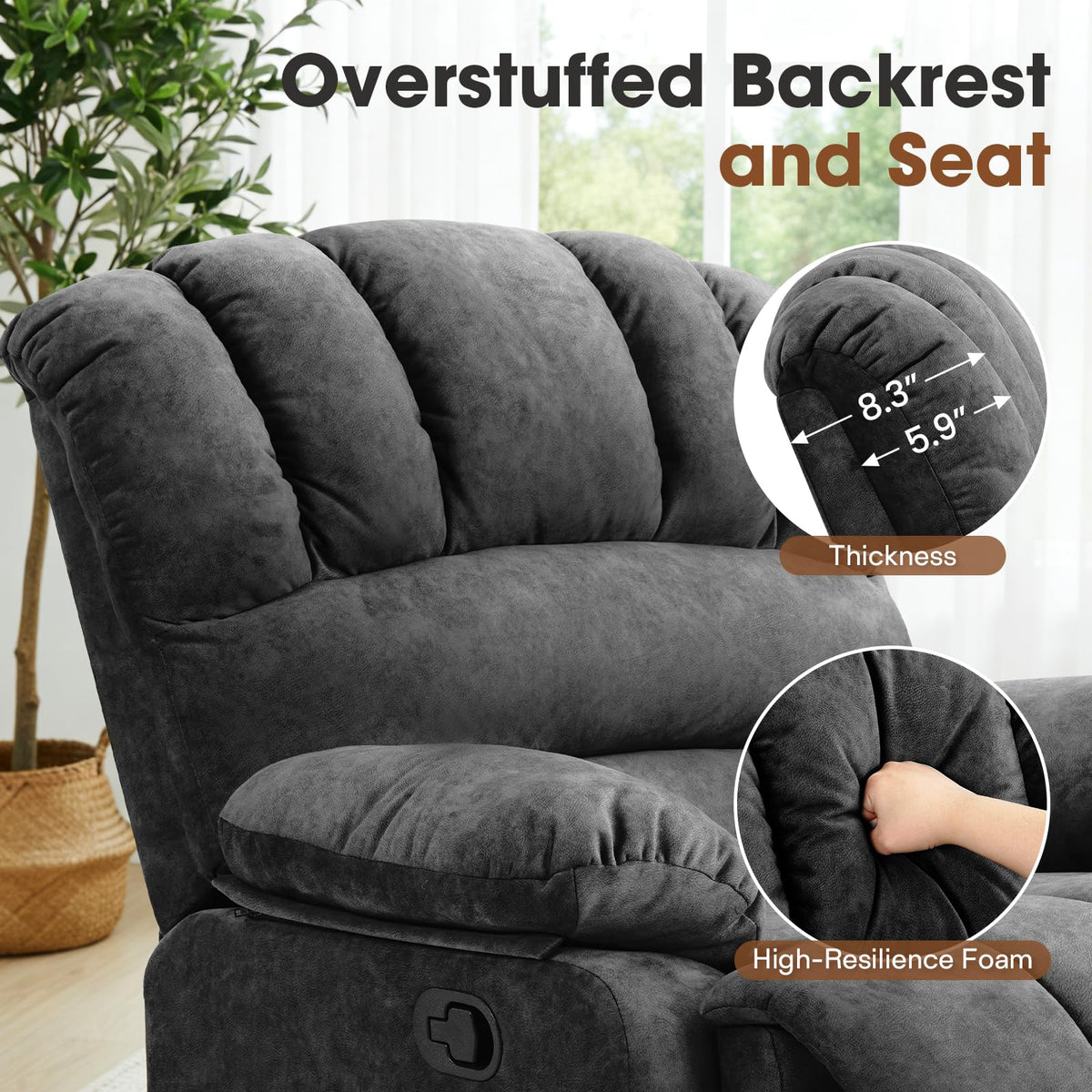 Oversized Manual Swivel Rocker Recliner Chair S7302