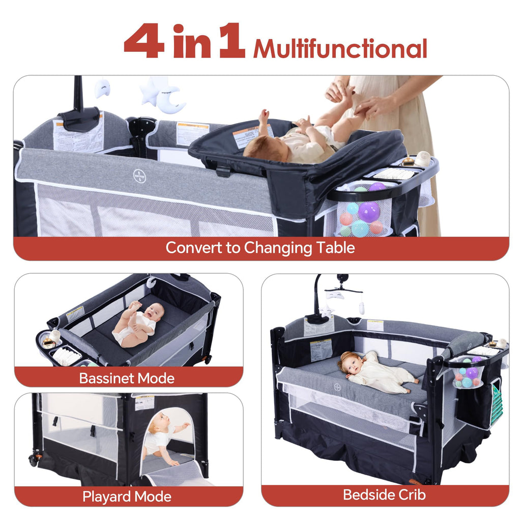 4 in 1 Portable Playard Baby Bassinet I725