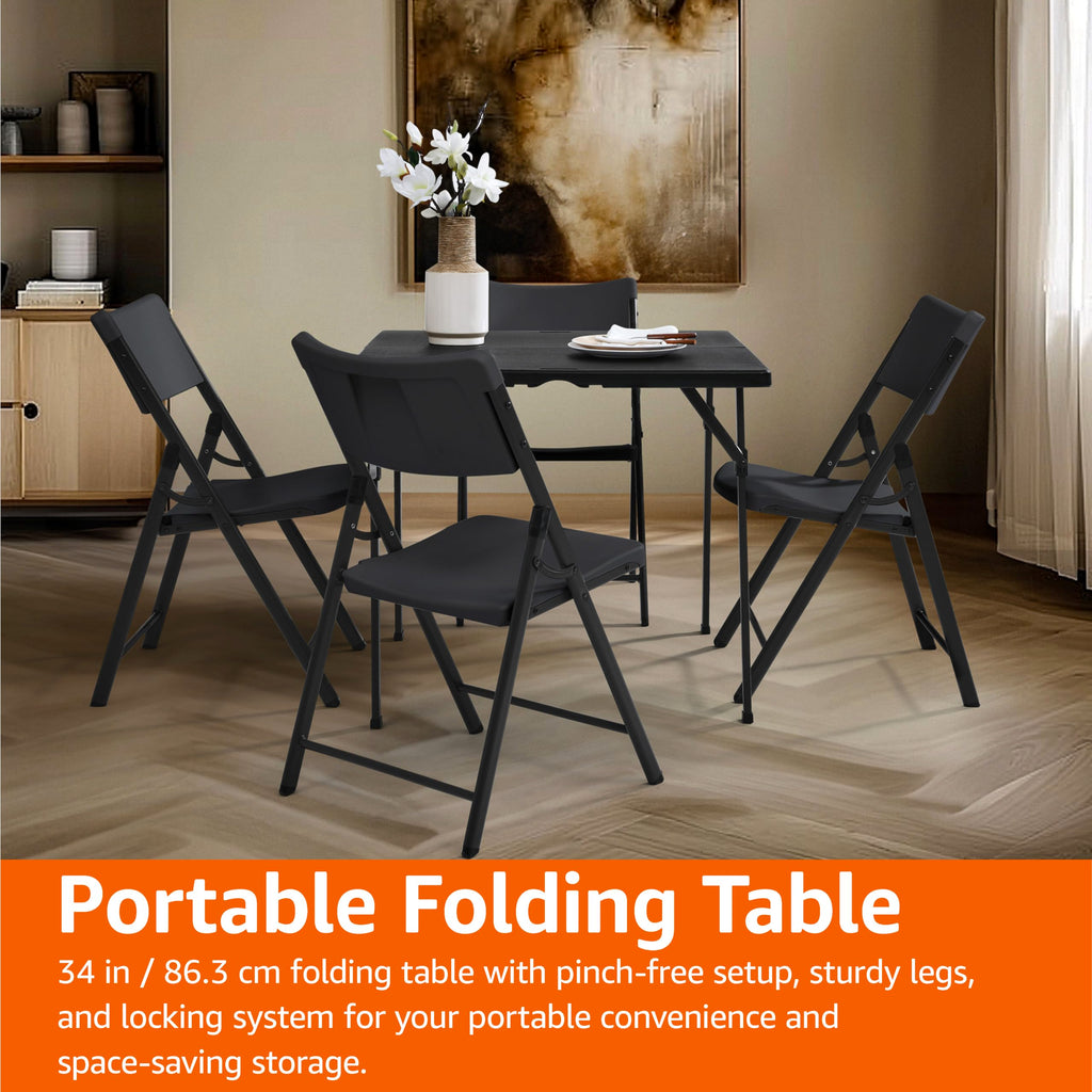 34 inch Black Portable Folding Dining Table U24506