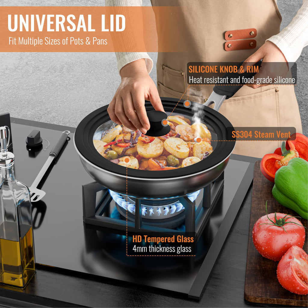 Tempered Glass Pot Lid with Silicone Rim, 10.5", 11" and 12" E76796