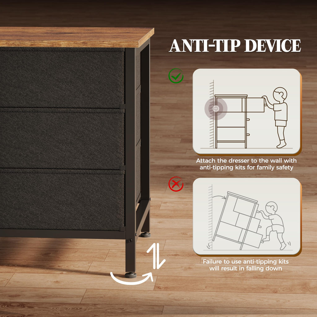 63 Inch Dresser with 10 Fabric Drawers S687