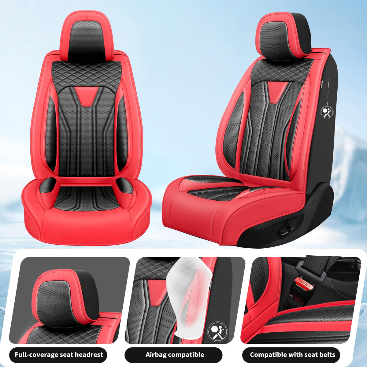Red & Black Car Seat Covers I578