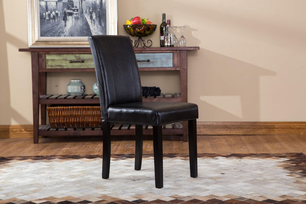 Black Leatherette Parson Chair Set of 2 K556
