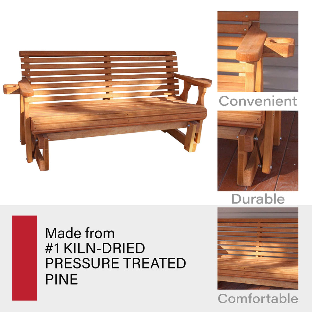 Heavy Duty Roll Back Porch Glider with Cupholders L533