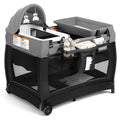 4-in-1 Pack and Play with Bassinet, Playpen, Diaper Changer, Black D4337