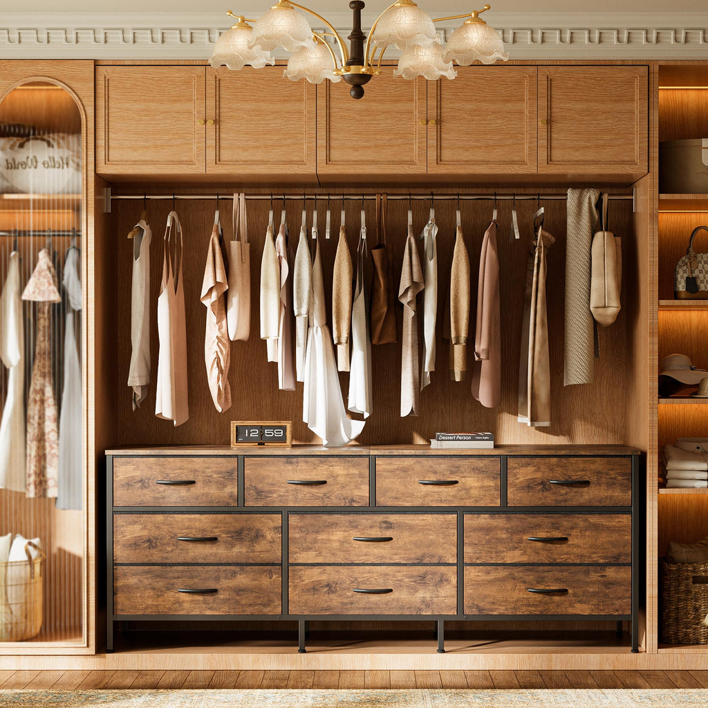 63 Inch Dresser with 10 Fabric Drawers S687