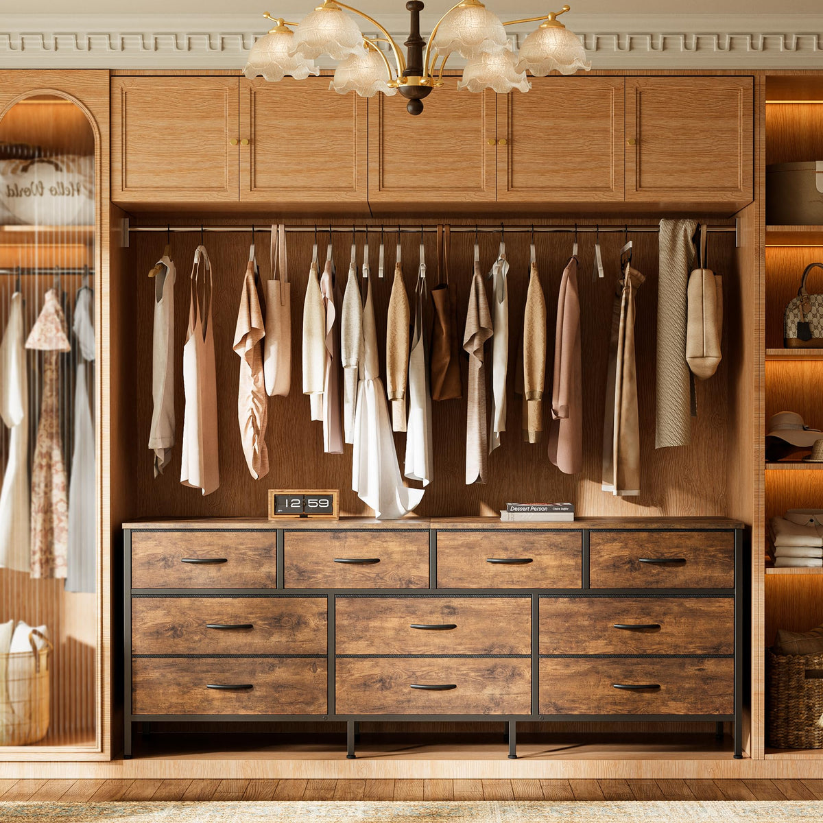 63 Inch Dresser with 10 Fabric Drawers S687