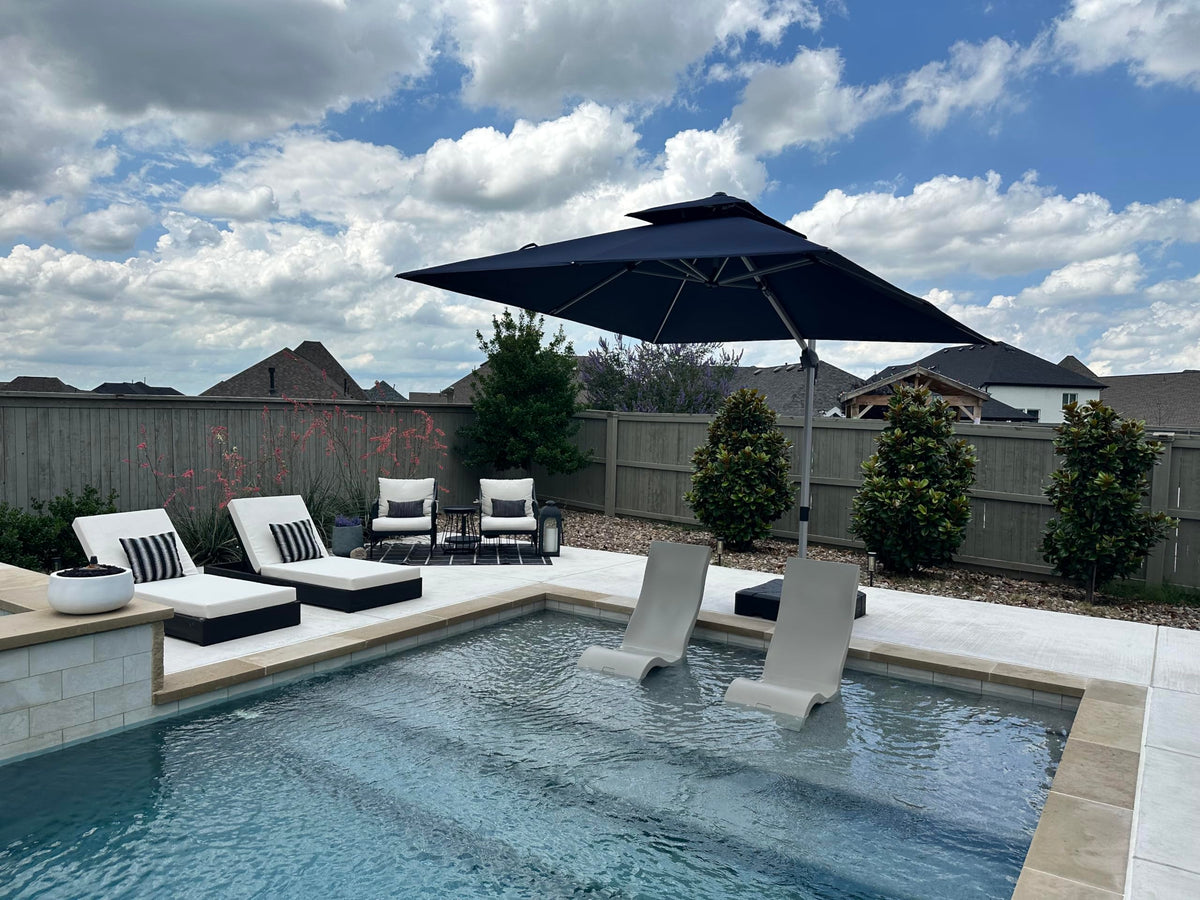 10'x 10' Square Double Top Navy Blue Cantilever Patio Umbrella A9337