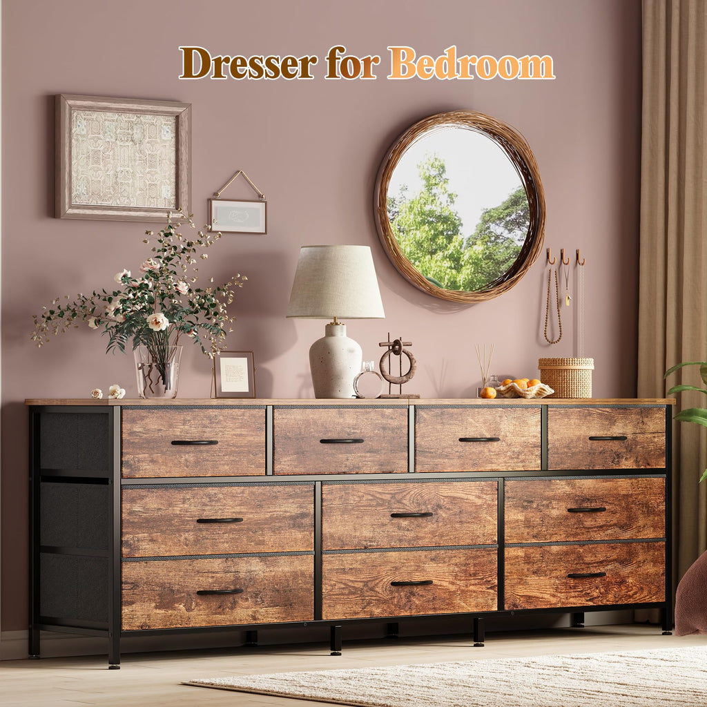 63 Inch Dresser with 10 Fabric Drawers S687