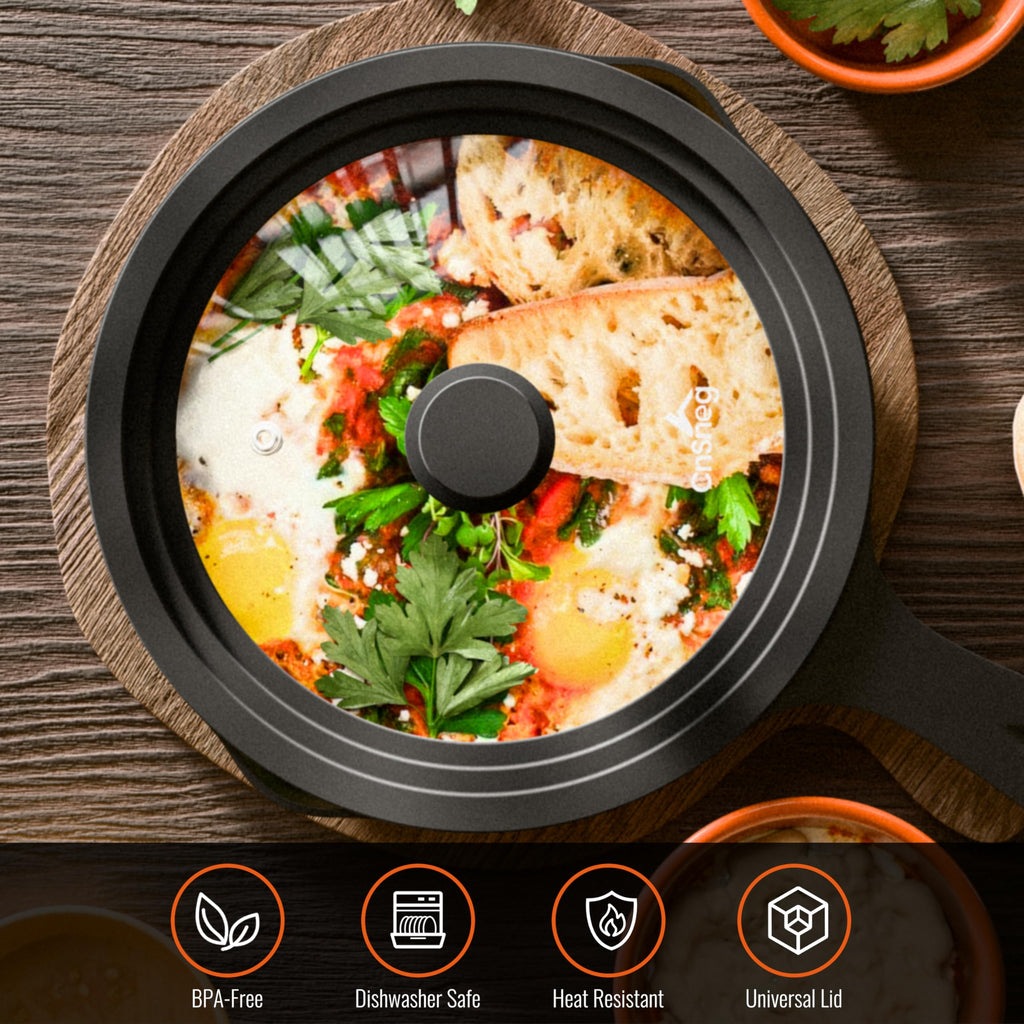 Tempered Glass Pot Lid with Silicone Rim, 10.5", 11" and 12" E76796